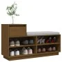 Solid pine wood shoe cabinet in honey brown color, 110x34x61 cm by vidaXL, Shoe racks and shoe organizers - Ref: Foro24-81445...