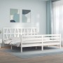 Weißer Massivholzbettrahmen mit Kopfteil 200x200 cm von vidaXL, Betten und Lattenroste - Ref: Foro24-3194397, Preis: 157,52 €...