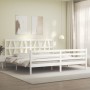 Weißer Massivholzbettrahmen mit Kopfteil 200x200 cm von vidaXL, Betten und Lattenroste - Ref: Foro24-3194397, Preis: 157,52 €...