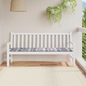 Cojín de banco de jardín tela Oxford a cuadros gris 180x50x4 cm
