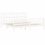 Weißer Massivholzbettrahmen mit Kopfteil 200x200 cm von vidaXL, Betten und Lattenroste - Ref: Foro24-3194397, Preis: 157,52 €...