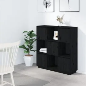Tall sideboard in solid black pine wood 110.5x35x117 cm by vidaXL, Sideboards - Ref: Foro24-814373, Price: 128,09 €, Discount: %