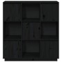 Tall sideboard in solid black pine wood 110.5x35x117 cm by vidaXL, Sideboards - Ref: Foro24-814373, Price: 129,39 €, Discount: %