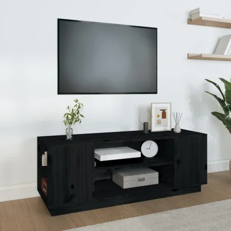 TV-Schrank aus massivem schwarzem Kiefernholz 110x35x40,5 cm von vidaXL, TV-Möbel - Ref: Foro24-814413, Preis: 68,35 €, Rabat...