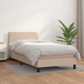 Cama box spring con colchón cuero sintético capuchino 90x190 cm en Camas y somieres | Comprar online en Foro24