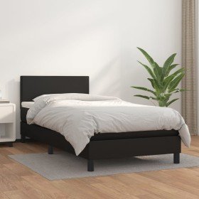 Cama box spring con colchón cuero sintético negro 100x200 cm en Camas y somieres | Comprar online en Foro24