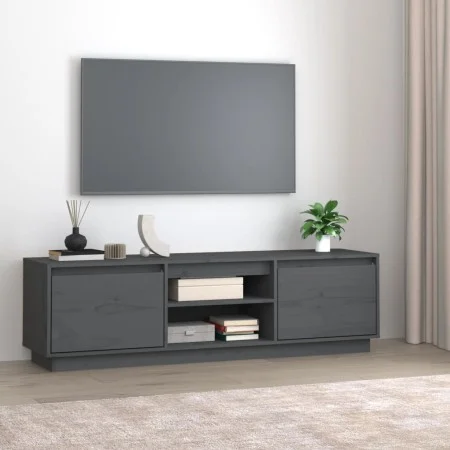 TV-Ständer aus massivem Kiefernholz grau 140x35x40 cm von vidaXL, TV-Möbel - Ref: Foro24-814316, Preis: 111,51 €, Rabatt: %