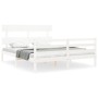White solid wood bed frame with headboard 160x200 cm by vidaXL, Beds and slatted bases - Ref: Foro24-3195102, Price: 137,04 €...
