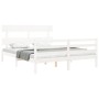 Weißer Massivholzbettrahmen mit Kopfteil 160x200 cm von vidaXL, Betten und Lattenroste - Ref: Foro24-3195102, Preis: 137,04 €...