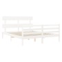 Weißer Massivholzbettrahmen mit Kopfteil 160x200 cm von vidaXL, Betten und Lattenroste - Ref: Foro24-3195102, Preis: 137,04 €...