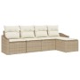 Conjunto de sofá de jardín 5 pcs Beige Poliratán