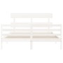 Weißer Massivholzbettrahmen mit Kopfteil 160x200 cm von vidaXL, Betten und Lattenroste - Ref: Foro24-3195102, Preis: 137,04 €...