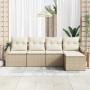 Conjunto de sofá de jardín 5 pcs Beige Poliratán