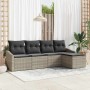 Conjunto de sofá de jardín 5 pcs Gris claro Poliratán