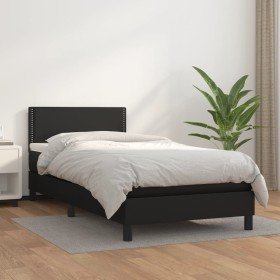 Cama box spring con colchón cuero sintético negro 90x190 cm en Camas y somieres | Comprar online en Foro24