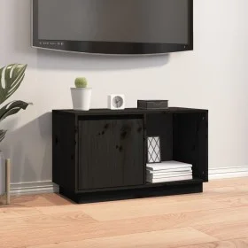 Massiver TV-Schrank aus schwarzem Kiefernholz, 74 x 35 x 44 cm von vidaXL, TV-Möbel - Ref: Foro24-814338, Preis: 45,65 €, Rab...