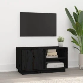 TV-Schrank aus massivem schwarzem Kiefernholz 80x35x40,5 cm von vidaXL, TV-Möbel - Ref: Foro24-814468, Preis: 74,05 €, Rabatt: %