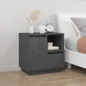 Nachttisch aus massivem grauem Kiefernholz, 50 x 34 x 50 cm von vidaXL, Nachttische - Ref: Foro24-814483, Preis: 70,58 €, Rab...