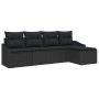 Conjunto de sofá de jardín 5 pcs Negro Poliratán