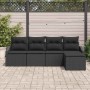 Conjunto de sofá de jardín 5 pcs Negro Poliratán