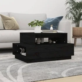 Couchtisch aus massivem schwarzem Kiefernholz, 80 x 55 x 40,5 cm von vidaXL, Couchtisch - Ref: Foro24-814518, Preis: 69,72 €,...