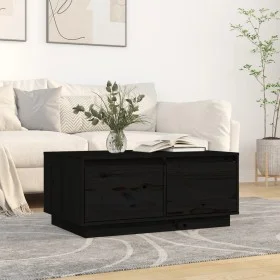 Mesa de centro de madera maciza de pino negro 80x50x35 cm de vidaXL, Mesas de centro - Ref: Foro24-814443, Precio: 77,92 €, D...