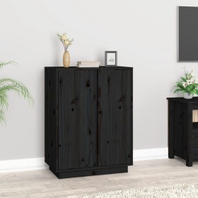 Sideboard aus massivem schwarzem Kiefernholz, 60 x 35 x 80 cm von vidaXL, Sideboards - Ref: Foro24-814493, Preis: 79,01 €, Ra...