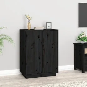 Sideboard aus massivem schwarzem Kiefernholz, 60 x 35 x 80 cm von vidaXL, Sideboards - Ref: Foro24-814493, Preis: 78,19 €, Ra...