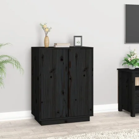Solid black pine wood sideboard 60x35x80 cm by vidaXL, Sideboards - Ref: Foro24-814493, Price: 78,19 €, Discount: %