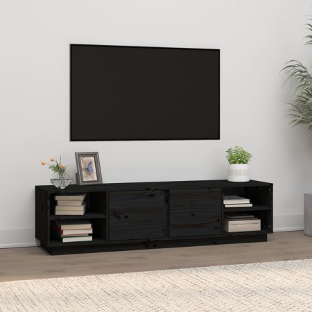 Massiver TV-Schrank aus schwarzem Kiefernholz, 156 x 40 x 40 cm von vidaXL, TV-Möbel - Ref: Foro24-814458, Preis: 177,62 €, R...