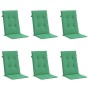 Cojín silla de jardín respaldo alto 6 uds tela verde 120x50x3cm
