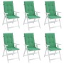 Cojín silla de jardín respaldo alto 6 uds tela verde 120x50x3cm