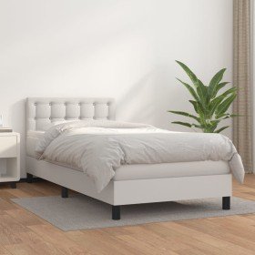 Cama box spring con colchón cuero sintético blanco 80x200 cm en Camas y somieres | Comprar online en Foro24