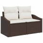 Conjunto de sofá de jardín 6 pcs Marrón Poliratán