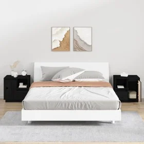 Nachttische 2 Stück aus massivem schwarzem Kiefernholz 50x34x50 cm von vidaXL, Nachttische - Ref: Foro24-814488, Preis: 93,88...