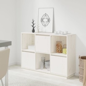 Sideboard aus massivem weißem Kiefernholz, 110,5 x 35 x 80 cm von vidaXL, Sideboards - Ref: Foro24-814355, Preis: 118,51 €, R...