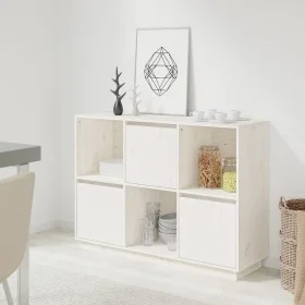 Solid white pine wood sideboard 110.5x35x80 cm by vidaXL, Sideboards - Ref: Foro24-814355, Price: 116,97 €, Discount: %