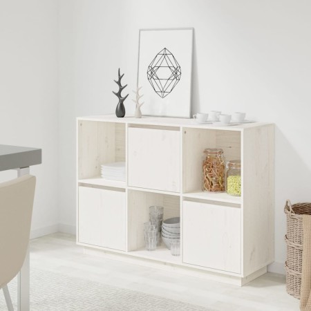 Sideboard aus massivem weißem Kiefernholz, 110,5 x 35 x 80 cm von vidaXL, Sideboards - Ref: Foro24-814355, Preis: 118,51 €, R...