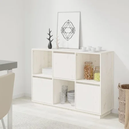 Solid white pine wood sideboard 110.5x35x80 cm by vidaXL, Sideboards - Ref: Foro24-814355, Price: 116,97 €, Discount: %