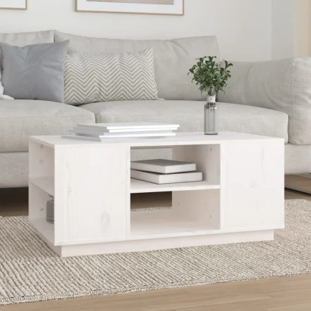 Mesa de centro de madera maciza de pino blanco 90x49x40,5 cm de vidaXL, Mesas de centro - Ref: Foro24-814400, Precio: 78,00 €...