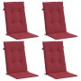 Cojín silla de jardín respaldo alto 4 uds tela rojo 120x50x3 cm