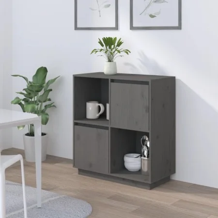 Solid gray pine wood sideboard 74x35x80 cm by vidaXL, Sideboards - Ref: Foro24-814351, Price: 58,78 €, Discount: %