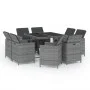Garden dining set 9 pieces and gray synthetic rattan cushions by vidaXL, Garden sets - Ref: Foro24-3095510, Price: 650,24 €, ...