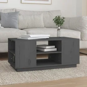 Gray solid pine wood coffee table 90x49x40.5 cm by vidaXL, Coffee table - Ref: Foro24-814401, Price: 73,82 €, Discount: %