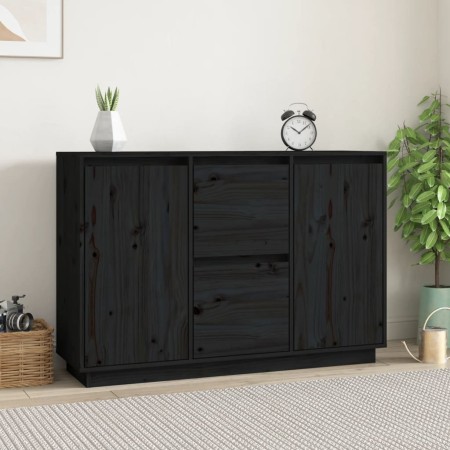 Sideboard aus massivem schwarzem Kiefernholz, 111 x 34 x 75 cm von vidaXL, Sideboards - Ref: Foro24-814313, Preis: 160,48 €, ...