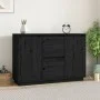 Sideboard aus massivem schwarzem Kiefernholz, 111 x 34 x 75 cm von vidaXL, Sideboards - Ref: Foro24-814313, Preis: 158,98 €, ...