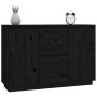 Sideboard aus massivem schwarzem Kiefernholz, 111 x 34 x 75 cm von vidaXL, Sideboards - Ref: Foro24-814313, Preis: 160,48 €, ...