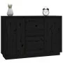 Sideboard aus massivem schwarzem Kiefernholz, 111 x 34 x 75 cm von vidaXL, Sideboards - Ref: Foro24-814313, Preis: 158,98 €, ...