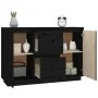Sideboard aus massivem schwarzem Kiefernholz, 111 x 34 x 75 cm von vidaXL, Sideboards - Ref: Foro24-814313, Preis: 158,98 €, ...