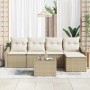 Conjunto de sofá de jardín 6 pcs Beige Poliratán